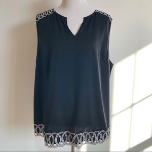 The Limited Black Sleeveless Circle Trim Blouse 1X